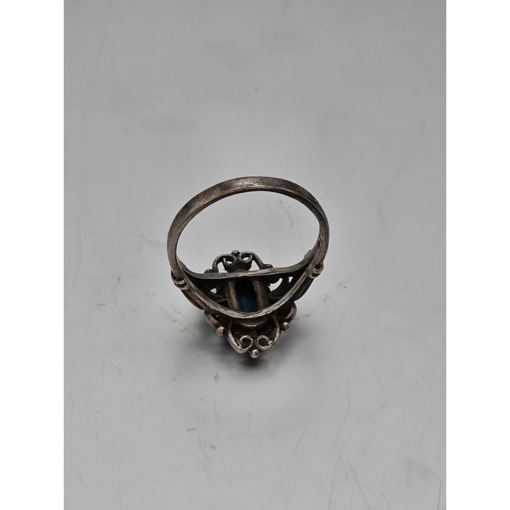 Adams Sterling Silver Ring with Blue Oval Stone Size 7 - Picture 5 of 11